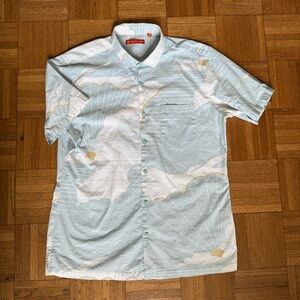 Tori Richard Daybreak Pattern Short Sleeve Men's Button Down Collared Shirt Med